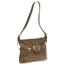 FENDI Zucchino Canvas Mamma Baguette Shoulder Bag Beige Gold Auth 98793 - Fendi