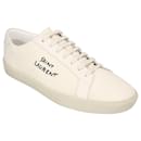 Saint Laurent Court Classic Sl/06 Embroidered Sneakers In Canvas And Leather White