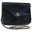 CHANEL Mademoiselle Chain Shoulder Bag Lamb Skin Black Gold CC Auth bs21196 - Chanel