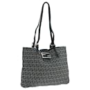 FENDI Zucchino Canvas Tote Bag Navy Silver Auth 104436 - Fendi