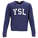 Saint Laurent Logo-Print Sweatshirt In Navy Blue Cotton