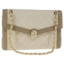 CHANEL Matelasse Chain Hand Bag Lamb Skin Beige Gold CC Auth bs21211 - Chanel