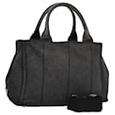 PRADA Canapa PM Hand Bag Denim 2way Black Gold Auth bs20885 - Prada