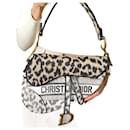 Saddle Canvas Saddle Handbag No Strap Black Mizza Embroidery Animal Print - Dior