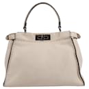 Fendi Peekaboo Selleria Regular Leather 2Way Handbag in Beige 8BN290