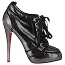  Christian Louboutin Venus Orlato Lace-Up Heeled Ankle Boots in Black Suede