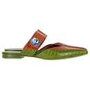  Malone Souliers Mauren Crocodile-Embossed Flat Mules in Brown Leather - Autre Marque