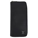 Louis Vuitton Taiga Zippy Wallet Black Leather