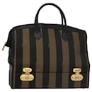 FENDI Pecan Canvas Hand Bag Brown Auth 107549 - Fendi