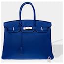 HERMES Birkin 35 Bag in Blue Leather - 102412 - Hermès