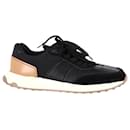  Tod's Lace-Up Sneakers in Black Leather and Mesh