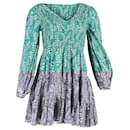 Rixo Sasha Shirred Floral-Print Broderie Anglaise Mini Dress In Green Cotton - Autre Marque