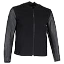  Sandro Paris Zipped Jacket in Black Wool and Leather