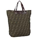 FENDI Zucca Canvas Tote Bag Brown Black Auth 109152 - Fendi