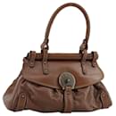 FENDI Hand Bag Leather Brown Auth 109148 - Fendi