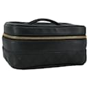 CHANEL Bicolore Vanity Hand Bag Leather Black Gold CC Auth 108585 - Chanel