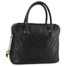 CHANEL V Stitch Hand Bag Leather Black CC Auth bs21163 - Chanel