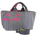 PRADA Canapa PM Hand Bag Canvas 2way Pink Gold Auth 108310 - Prada