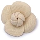 Vintage Beige Tweed Flower Brooch Pin Camelia Camellia - Chanel