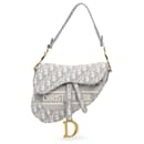 Dior Gray Oblique Embroidered Canvas Saddle Bag
