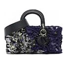 Dior Blue Medium Beaded Ribbon Embroidered Floral Lady D Joy