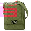 Chanel Red Quilted Caviar North South Boy Flap