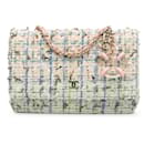 Chanel Pink Quilted Boucle Tweed Charm Wallet On Chain