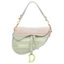 Dior Pink Embroidered Canvas Stripes Saddle Bag