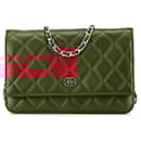 Chanel Red Classic Lambskin Wallet on Chain
