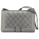 Chanel Gray Paris-Salzburg Large Embossed Calfskin Boy Flap