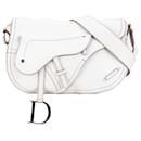 Dior White Leather Double Saddle Crossbody