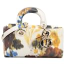 Dior White Small Leather Floral Print Lady D Joy
