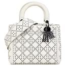 Dior White Medium Calfskin Studded Lady Dior