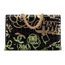 Chanel Black Calfskin Crocodile Embossed Graffiti 2.55 Cocodile Reissue Wallet On Chain