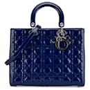 Dior Blue Large Patent Cannage Lady Dior