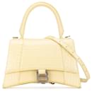 Balenciaga Yellow Small Embossed Hourglass Top Handle Bag