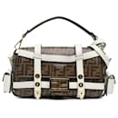 Fendi Brown Zucca Glazed Fabric Cage Baguette Satchel