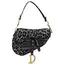 Dior Gray Mizza Embroidered Canvas Leopard Saddle Bag