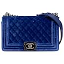 Chanel Blue Medium Quilted Velvet Boy Flap