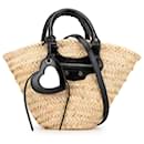 Balenciaga Brown Small Raffia Le Cagole Panier Basket Bag