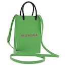 BALENCIAGA Phone Case Shoulder Bag Leather Green Silver 593826 Auth 91748A - Balenciaga