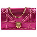 Christian Dior Diorama Metallic Pink Cannage Leather Chain Shoulder Bag