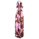 Johanna Ortiz City Of Spices Ankle Dress in Pink and Brown Silk - Autre Marque