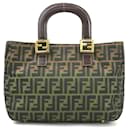 Fendi Zucca Canvas Leather Handbag