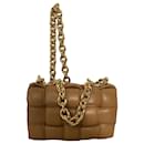  Bottega Veneta Cassette Padded Chain Crossbody Bag in Brown Lamb Leather