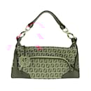 Fendi Brown and Red Zucchino Leather Handbag