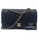 Chanel classic bag 11.12 in grained calfskin & gold metal Blue