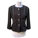 2013 Black Cotton Tweed 3/4 Length Jacket Size 36 FR - Chanel