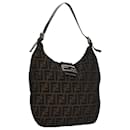 FENDI Zucca Canvas Shoulder Bag Brown Black Auth 109499 - Fendi