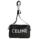  Celine Medium Triomphe Logo Messenger Bag in Brown Coated Canvas - Céline